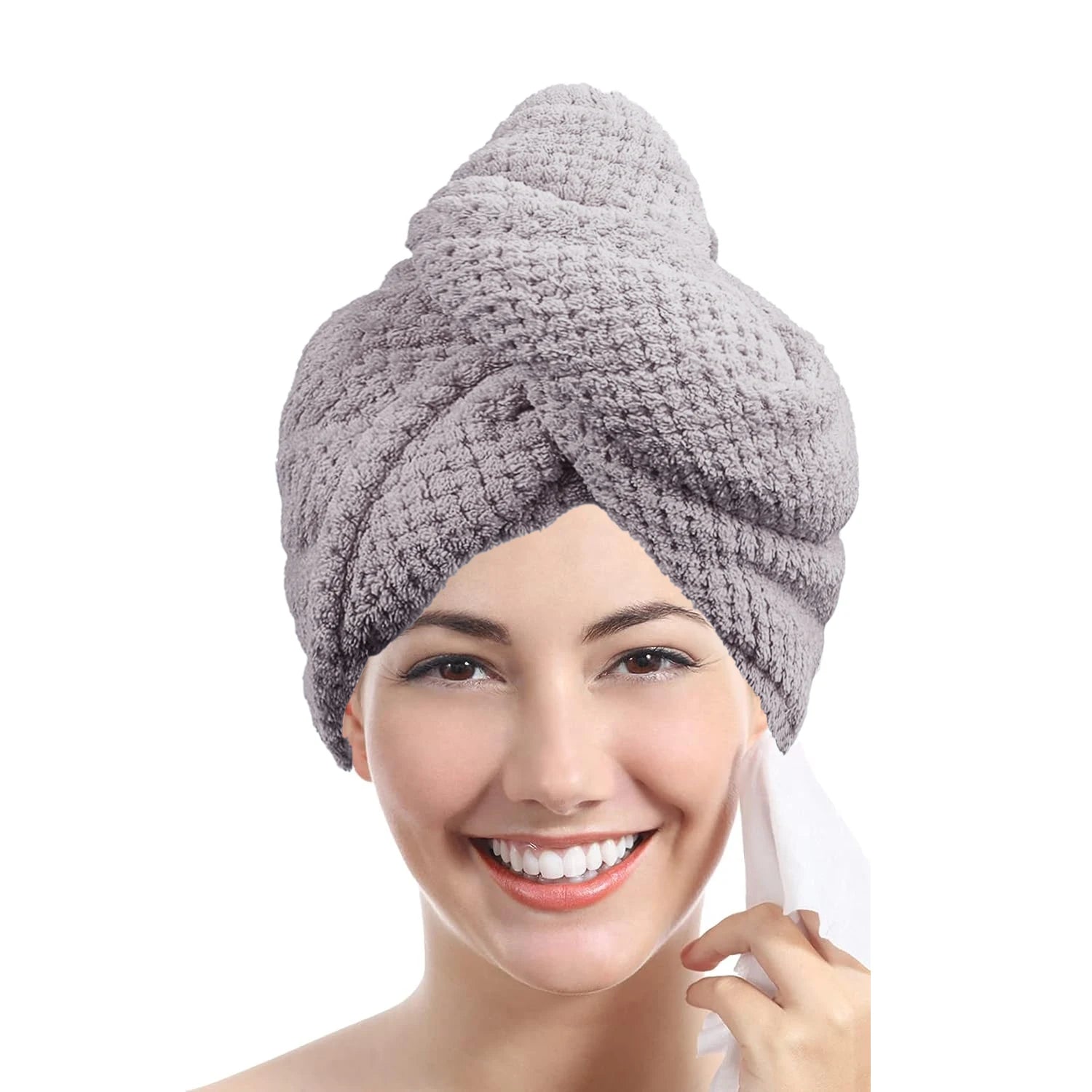 Solid color hair towel Textured dry hair cap