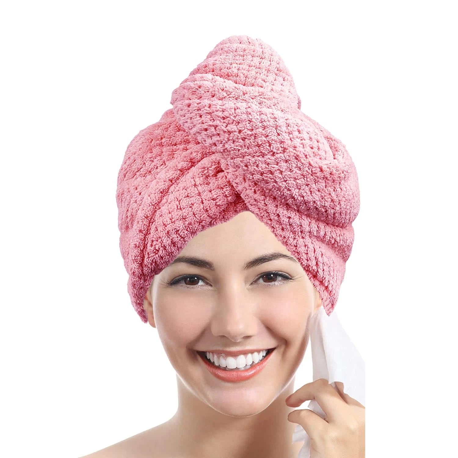 Solid color hair towel Textured dry hair cap
