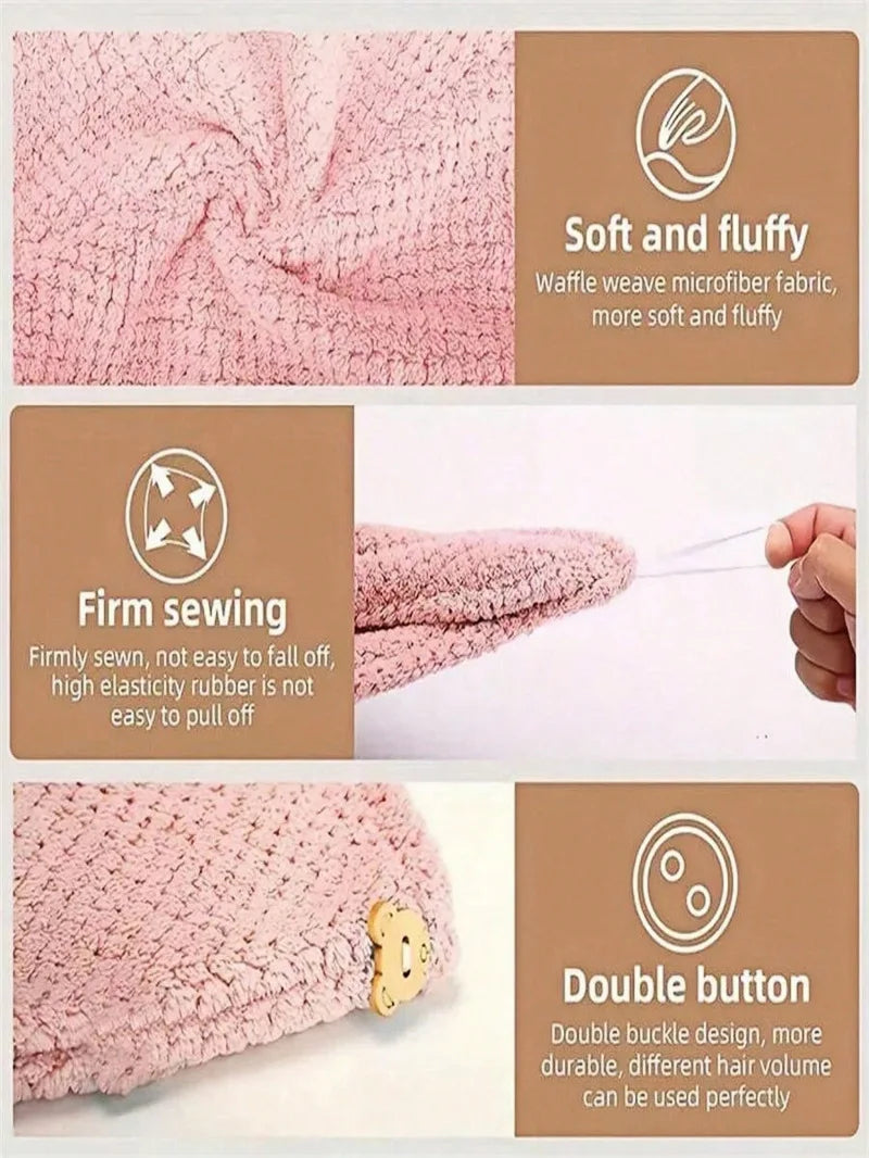 Solid color hair towel Textured dry hair cap