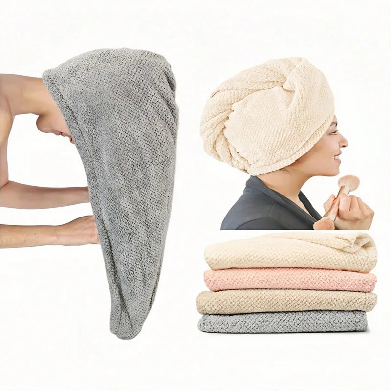 Solid color hair towel Textured dry hair cap