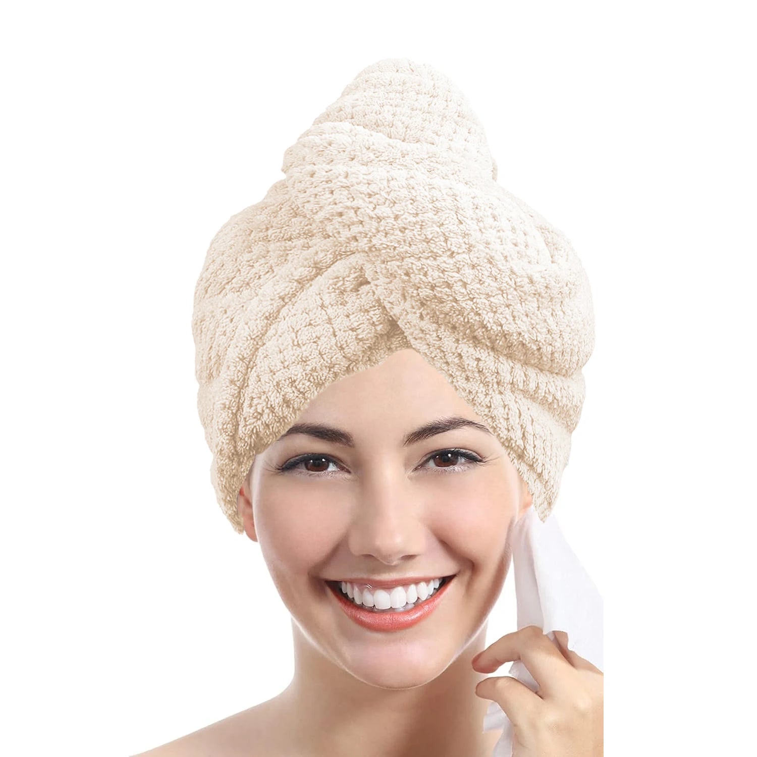 Solid color hair towel Textured dry hair cap