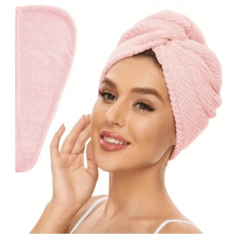 Solid color hair towel Textured dry hair cap