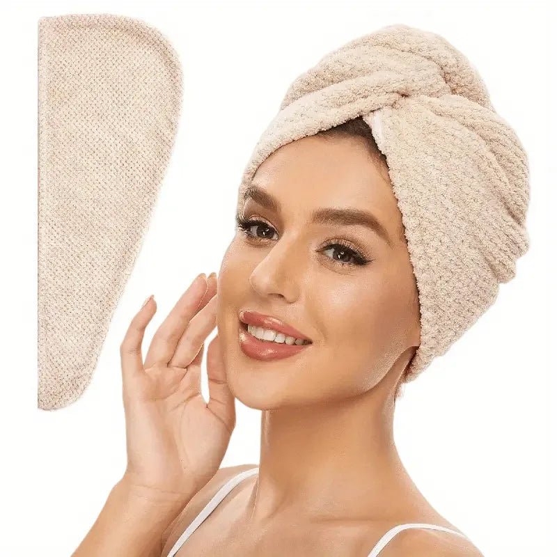 Solid color hair towel Textured dry hair cap
