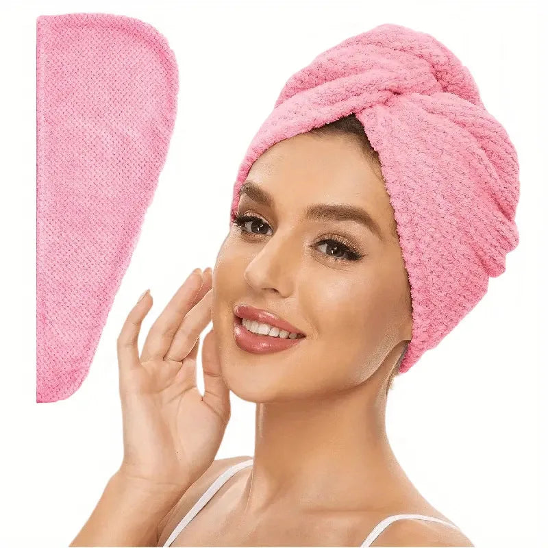 Solid color hair towel Textured dry hair cap