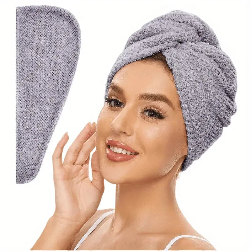 Solid color hair towel Textured dry hair cap