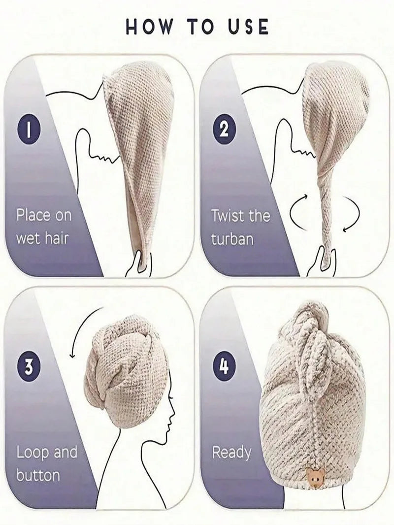 Solid color hair towel Textured dry hair cap