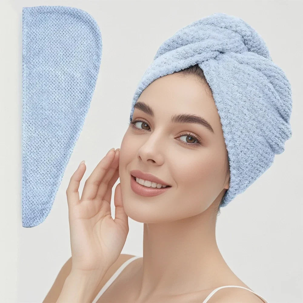 Solid color hair towel Textured dry hair cap
